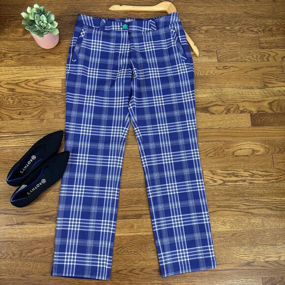 Nike Golf Purple Plaid Mid Rise Tour Performance Straight Leg Pants - Picture 1 of 8